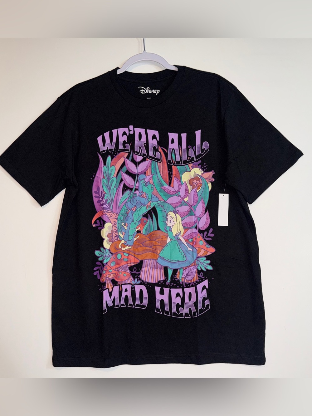 Disney Black Alice in Wonderland "We're All Mad Here" Graphic Tee